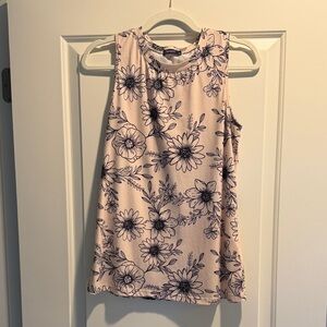 Floral Sleeveless Top - peach and Black